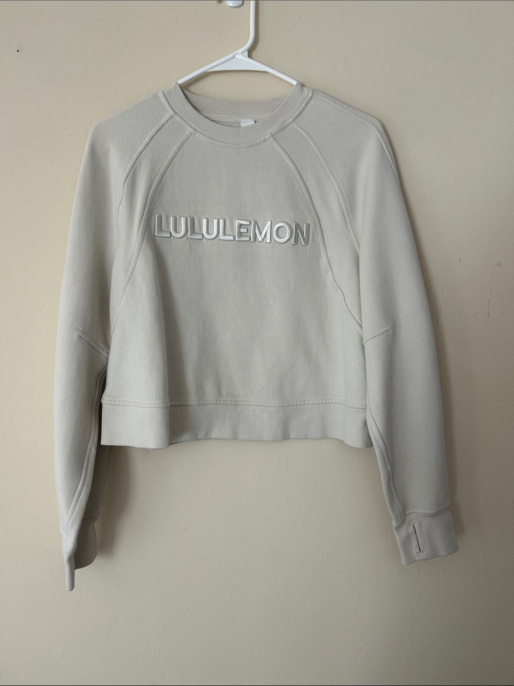 lululemon athletica Light tan Cropped Crew Sweatshirt